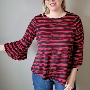 Hamilton flare sleeve black stripe top